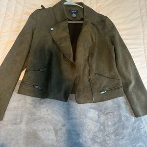 Anne Klein Dark Olive Leather Jacket